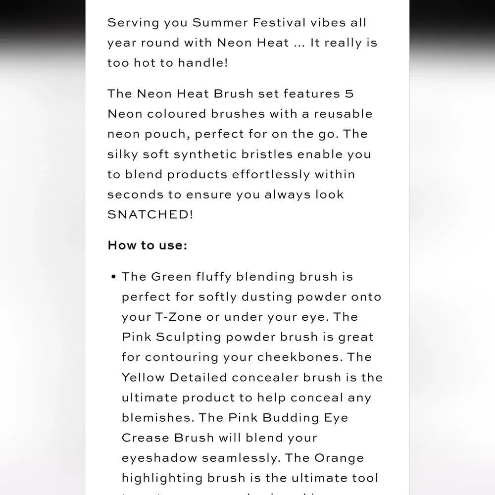 Revolution Beauty Neon Heat Makeup Brush Set‎ w/Pouch